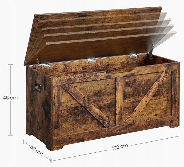 Cutie de depozitare cu capac TAYLOR 100x40 cm, maro rustic