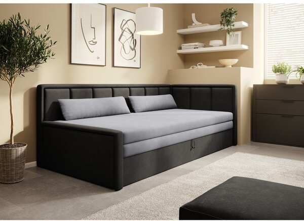 Canapea gri închis extensibilă/cu spațiu de depozitare cu tapițerie din chenille 214 cm Fulgeo – ELTAP