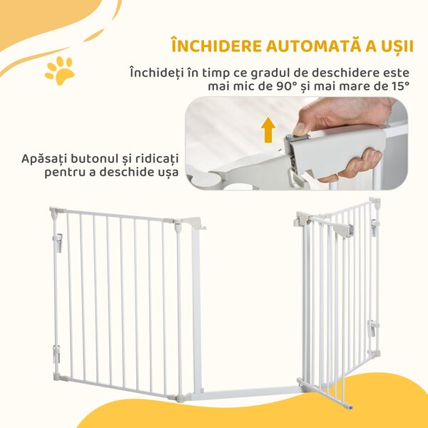 PawHut Gard Pliabil și Modular pentru Câini cu 3 Panouri Alb | Aosom Romania