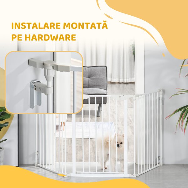 PawHut Gard Pliabil și Modular pentru Câini cu 3 Panouri Alb | Aosom Romania