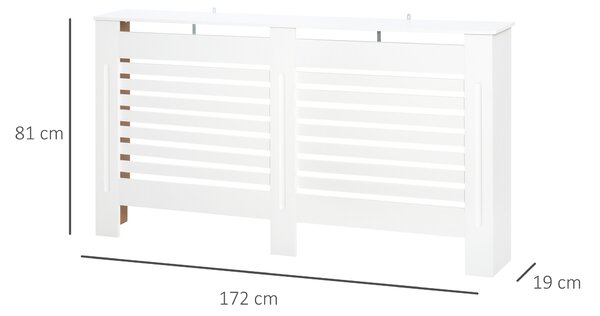 HOMCOM Mască de Calorifer cu Lamele și Raft din Lemn Alb 172x19x81 cm | Aosom Romania