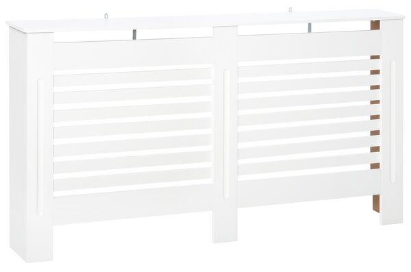 HOMCOM Mască de Calorifer cu Lamele și Raft din Lemn Alb 172x19x81 cm | Aosom Romania