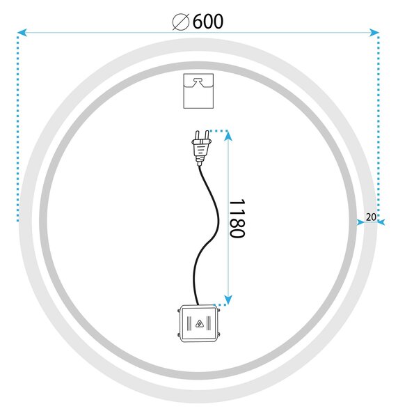 Oglindă LED BLUETOOTH FFJ 60cm