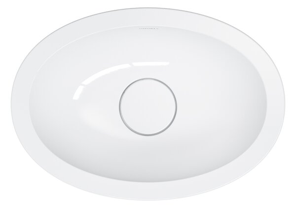 Omnires Shell M+ lavoar 38x25 cm ovale sub blat alb luciu SHELL380UPBP