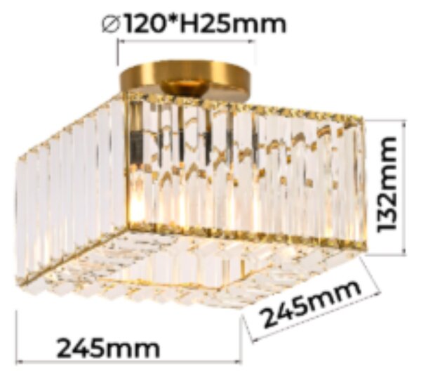 Light Prestige Vetro lampă de tavan 1x15 W auriu LP-2910/1C GD square