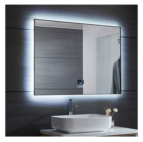 Oglinda LED cu rama din aluminiu 50x90 cm cu butoane touch si dezaburi
