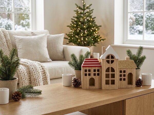 Set de casute din lemn WOODLAND 21 cm, 3 buc