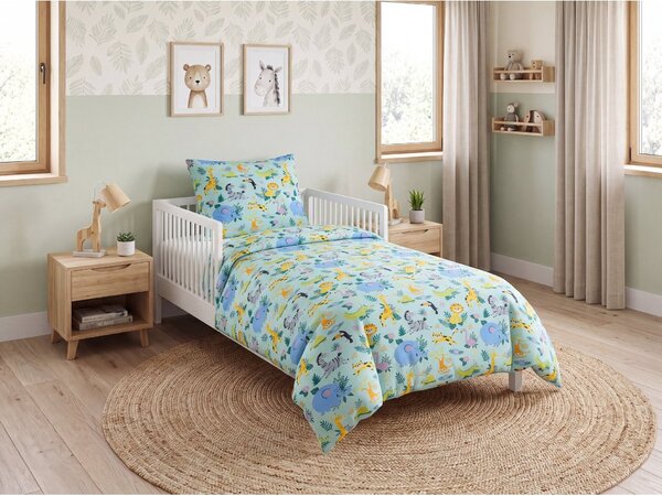 Lenjerie de pat din bumbac pentru patut JUNGLE JOY colorata Dimensiune lenjerie de pat: 40 x 60 cm | 100 x 135 cm