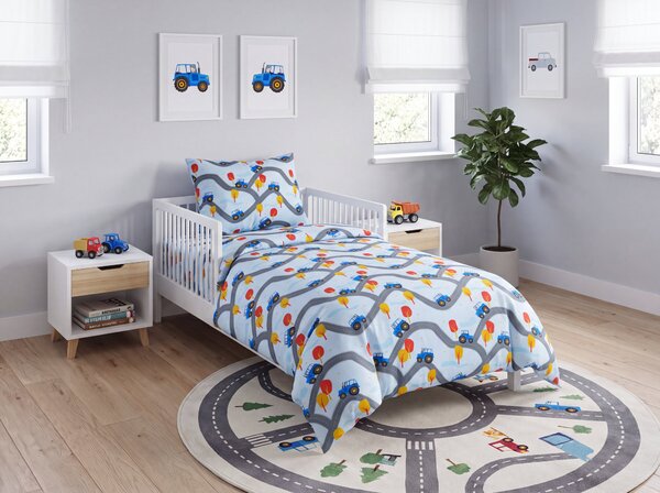 Lenjerie de pat din bumbac pentru patut TRACTOR TRAIL colorata Dimensiune lenjerie de pat: 40 x 60 cm | 100 x 135 cm