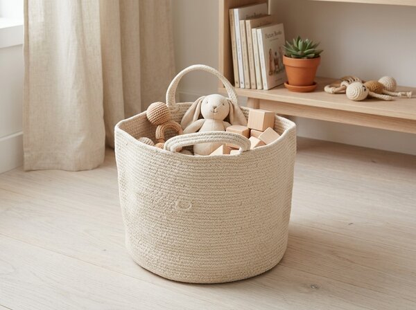 Cos de depozitare cu manere COTTON HAVEN 35x35 cm - mai multe culori Culoare: Verde deschis