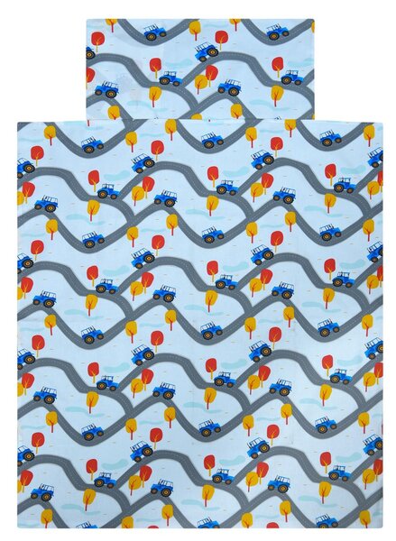 Lenjerie de pat din bumbac pentru patut TRACTOR TRAIL colorata Dimensiune lenjerie de pat: 40 x 60 cm | 100 x 135 cm