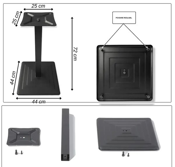 Masa din MDF, patrat texturata, Homs, negru marmorat, 80 x 80 x 75 cm, A0111