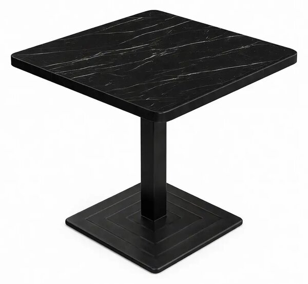 Masa din MDF, patrat texturata, Homs, negru marmorat, 80 x 80 x 75 cm, A0111