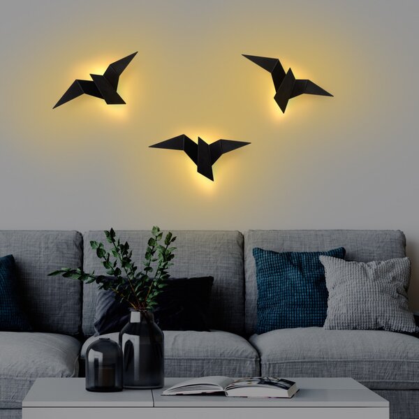 Lampă de perete Bird, L, neagră