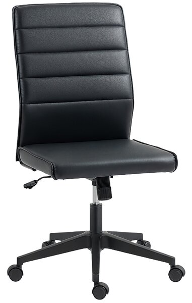 Scaun de birou ergonomic și ajustabil HOMCOM cu spătar curbat, din piele PU și oțel, 58x53x97-107 cm, Negru | Aosom Romania
