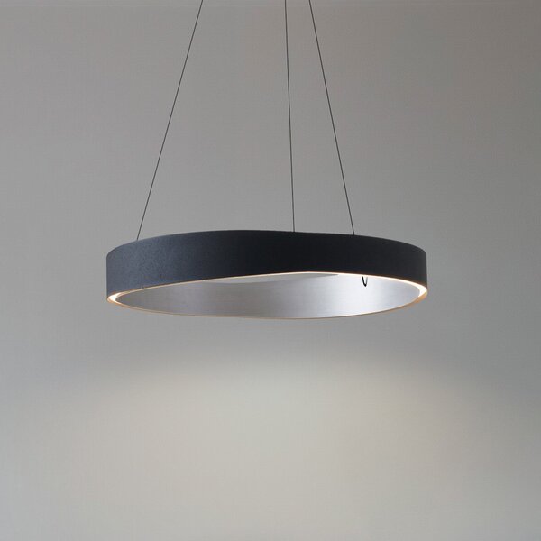 Lucande Lampă suspendată LED Daelor, negru/aluminiu, CCT, dimabil, reglabil, Negru, Camera de zi / sufragerie, Metal, Design