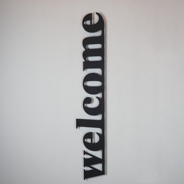 Decorațiune murală metalică, bun venit, 18x98 cm