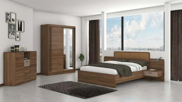 Dressing EFFECT, stejar columbia, PAL melaminat, cu 2 usi, 200x59x216 cm