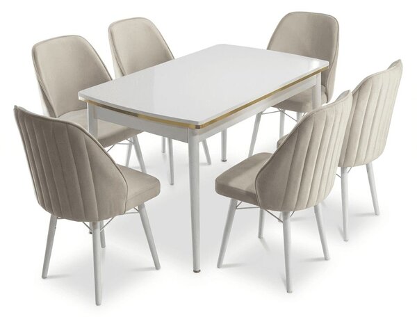 Sormis Set Extensibila 80x 135 (80 x 178) Si Scaun 6 Buc Crem