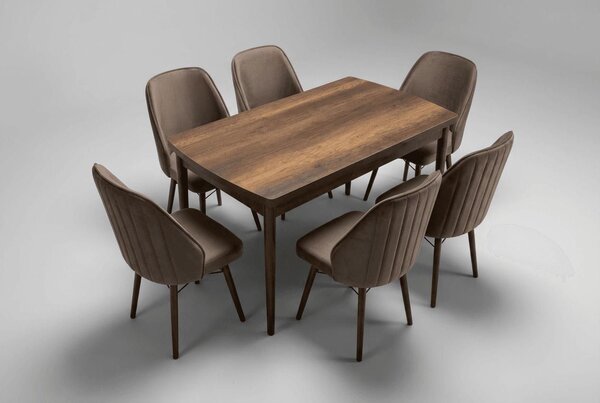 Sormis Set Extensibila 80x 135 (80 x 178) Si Scaun 6 Buc Maro