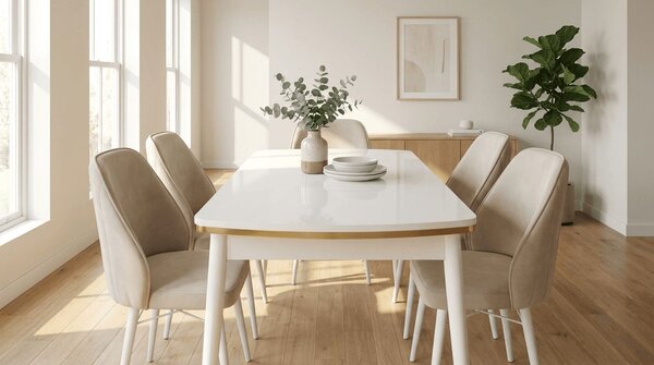 Sormis Set Extensibila 80x 135 (80 x 178) Si Scaun 6 Buc Crem