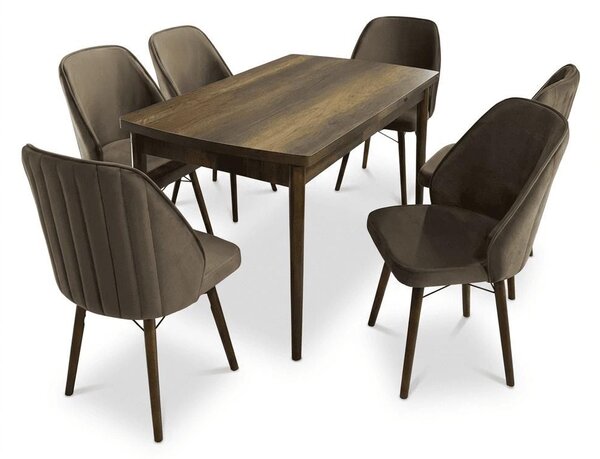 Sormis Set Extensibila 80x 135 (80 x 178) Si Scaun 6 Buc Maro