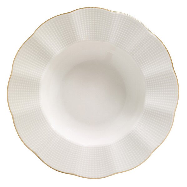 Set de farfurii, porțelan, crem-auriu, 24 piese