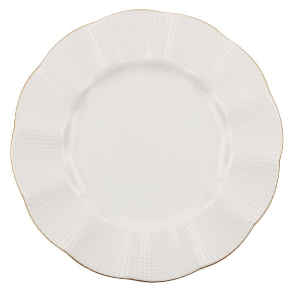 Set de farfurii, porțelan, crem-auriu, 24 piese