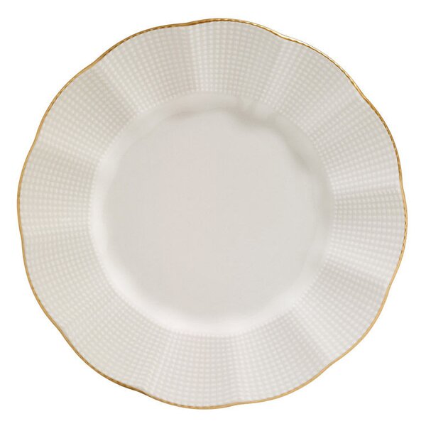 Set de farfurii, porțelan, crem-auriu, 24 piese