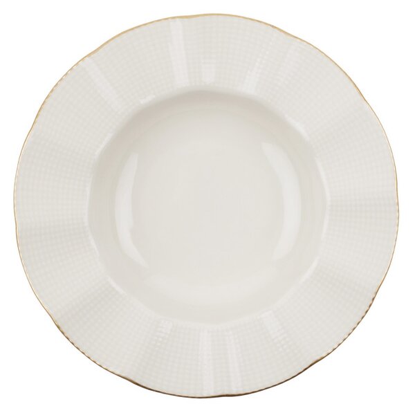 Set de farfurii, porțelan, crem-auriu, 24 piese