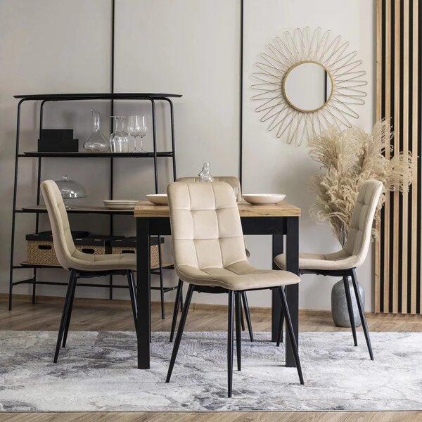 Scaun de dining din catifea bej PERU, din stoc intern