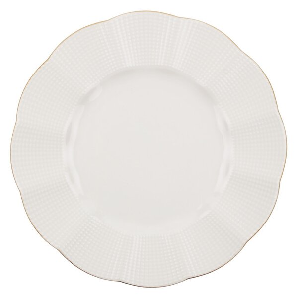 Set de farfurii, porțelan, crem-auriu, 24 piese