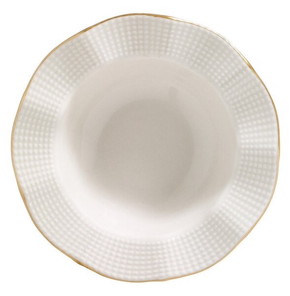 Set de farfurii, porțelan, crem-auriu, 24 piese