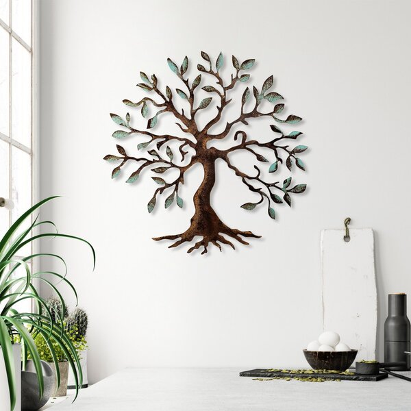 Decorațiune murală metalică, pomul vieții, 60x60 cm