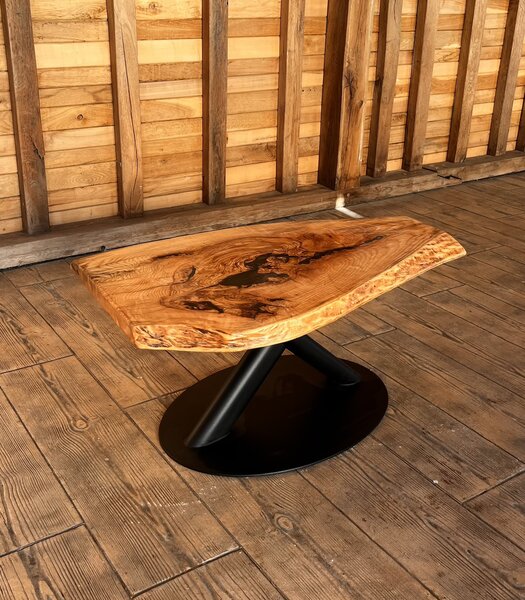 Măsuță cafea stejar cu inserție de rășină - 97x60x4 cm
