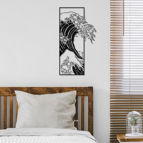 Decorațiune murală metalică, val, 34x62 cm