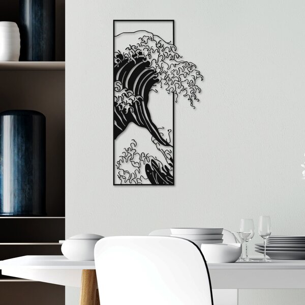 Decorațiune murală metalică, val, 34x62 cm