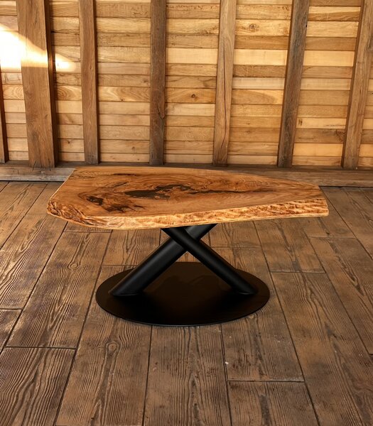 Măsuță cafea stejar cu inserție de rășină - 97x60x4 cm