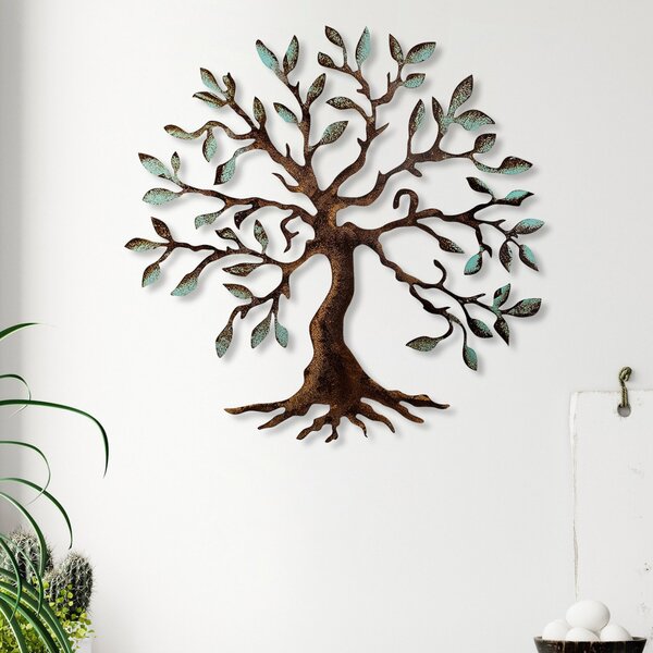 Decorațiune murală metalică, pomul vieții, 60x60 cm