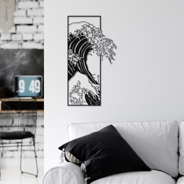Decorațiune murală metalică, val, 34x62 cm