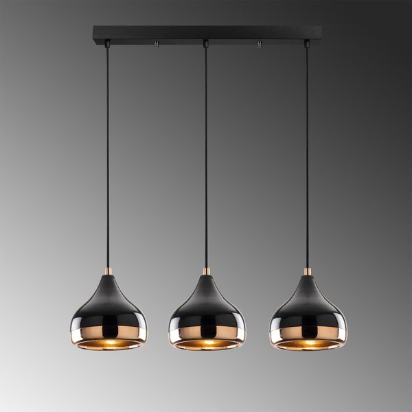 Lampă suspendată Yildo x3, negru-cupru