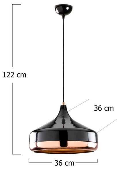 Lampă suspendată Yildo, negru-cupru