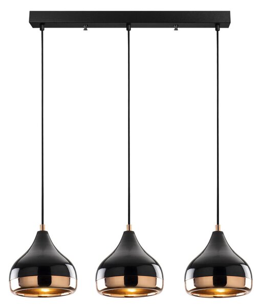 Lampă suspendată Yildo x3, negru-cupru