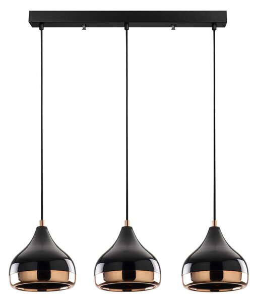 Lampă suspendată Yildo x3, negru-cupru