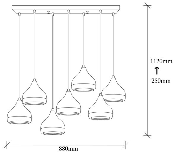 Lampă suspendată Opviq x7, neagră