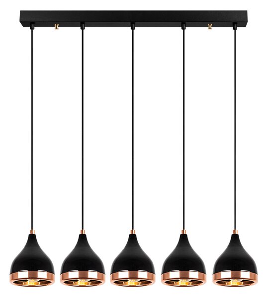 Lampă suspendată Opviq x5, negru-cupru