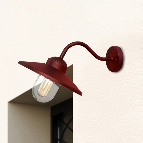 Elstead Lampă de exterior Klampenborg, roșie, felinar, oțel inoxidabil, IP44, reglabil, Roșu, Oțel inoxidabil, Casă de țară / Rustic, Felinar