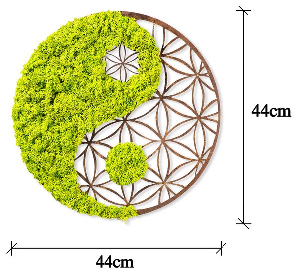 Decorațiune murală din lemn și mușchi, yin-yang, 44 cm