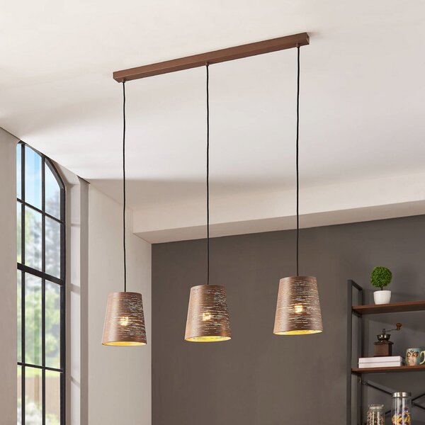 EGLO Lampă suspendată Segezia, moca/culoare aurie, lungime 88 cm, 3 becuri., reglabil, Maro / Rugină, Camera de zi / sufragerie, Metal