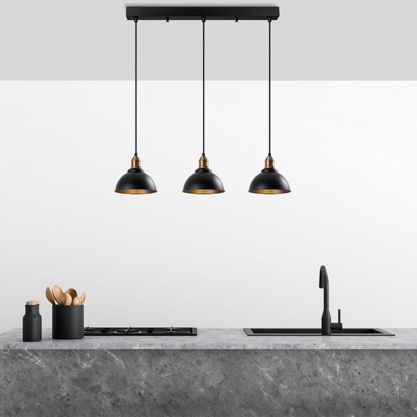 Lampă suspendată Varzan x3, negru-antic